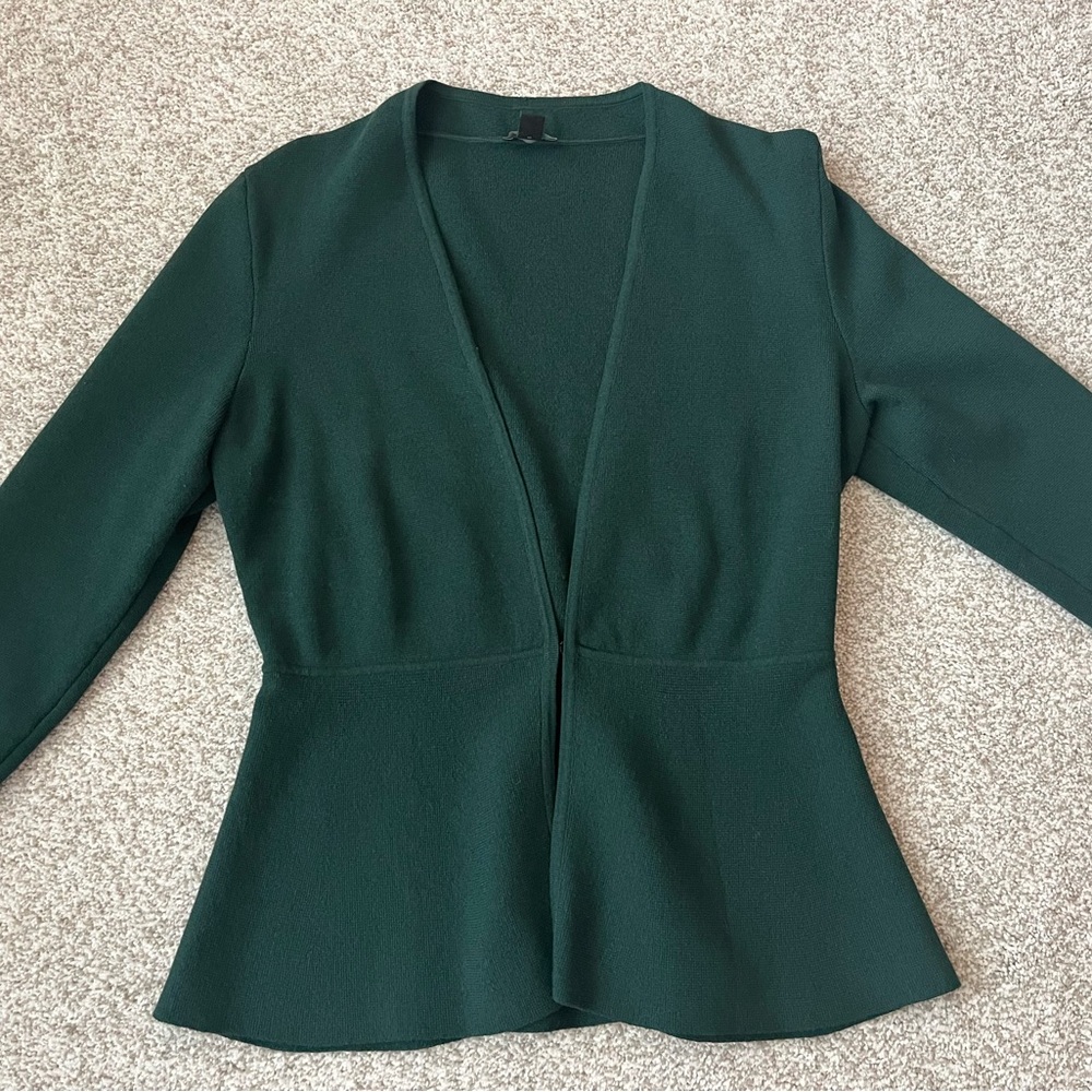 Ann Taylor Factory Green Peplum Sweater Blazer